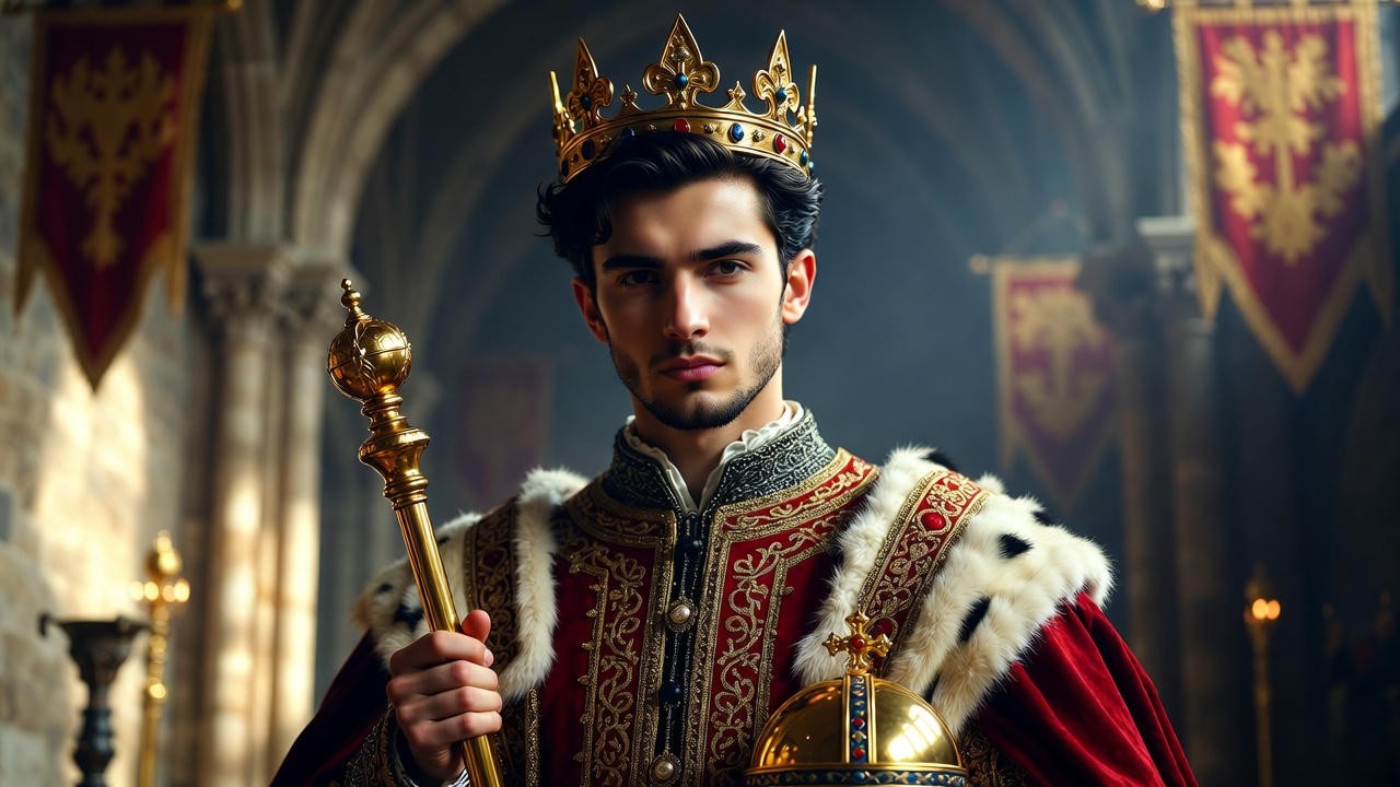 Portrait of Henry V, Holy Roman Emperor in imperial regalia, last ruler of the Salian dynasty