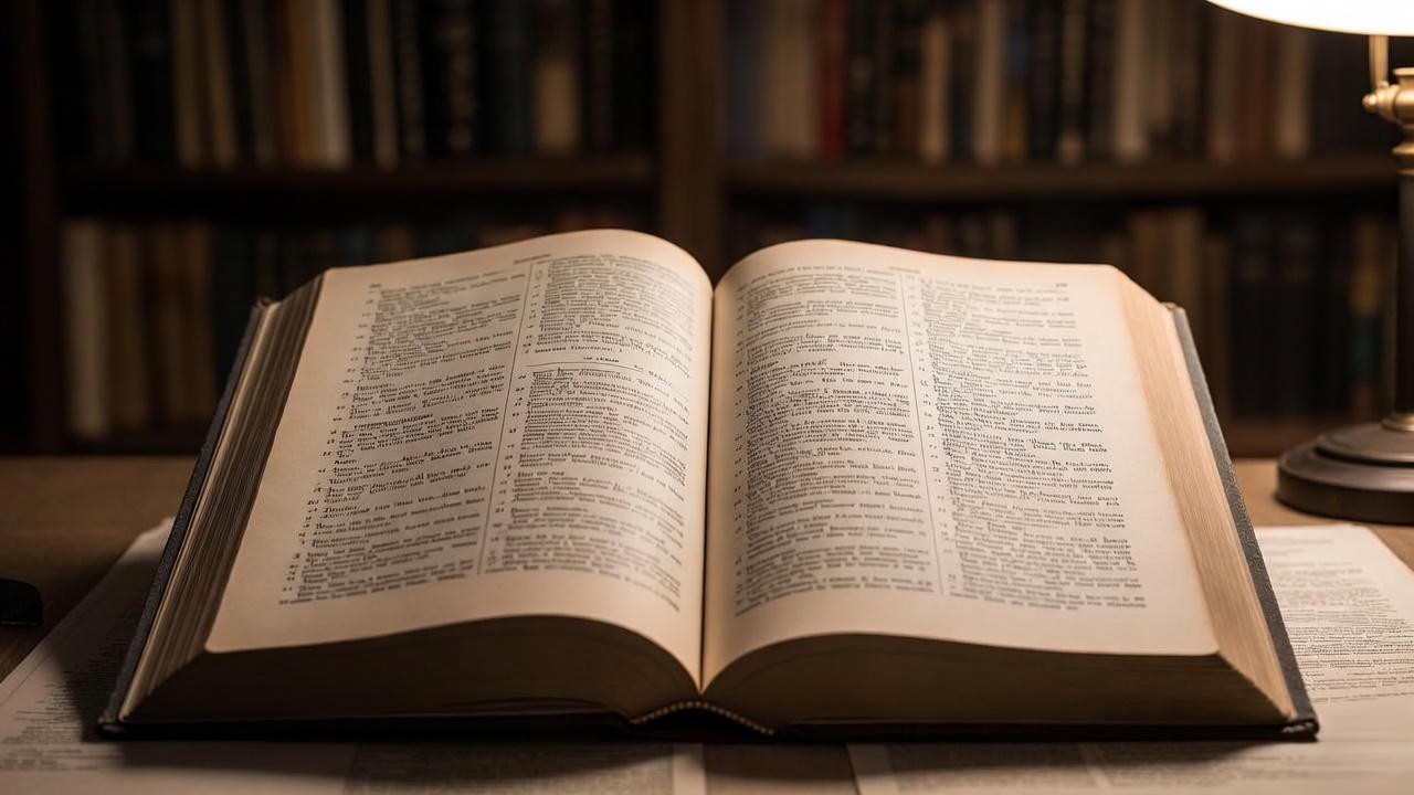 Open annotated edition of a Shakespeare play with visible footnotes and glossaries explaining the text