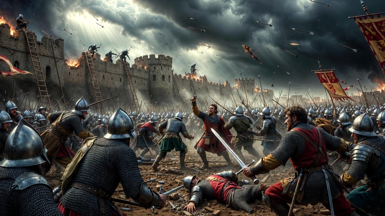 King Henry V rallying troops at the siege of Harfleur – "Once more unto the breach" inspiring Henry V quote from Shakespeare