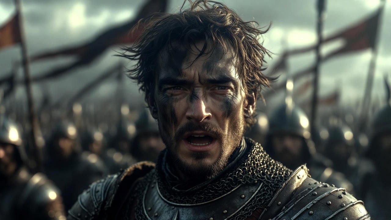 King Henry V using powerful rhetoric to inspire troops – Shakespeare's mastery of persuasion in Henry V quotes