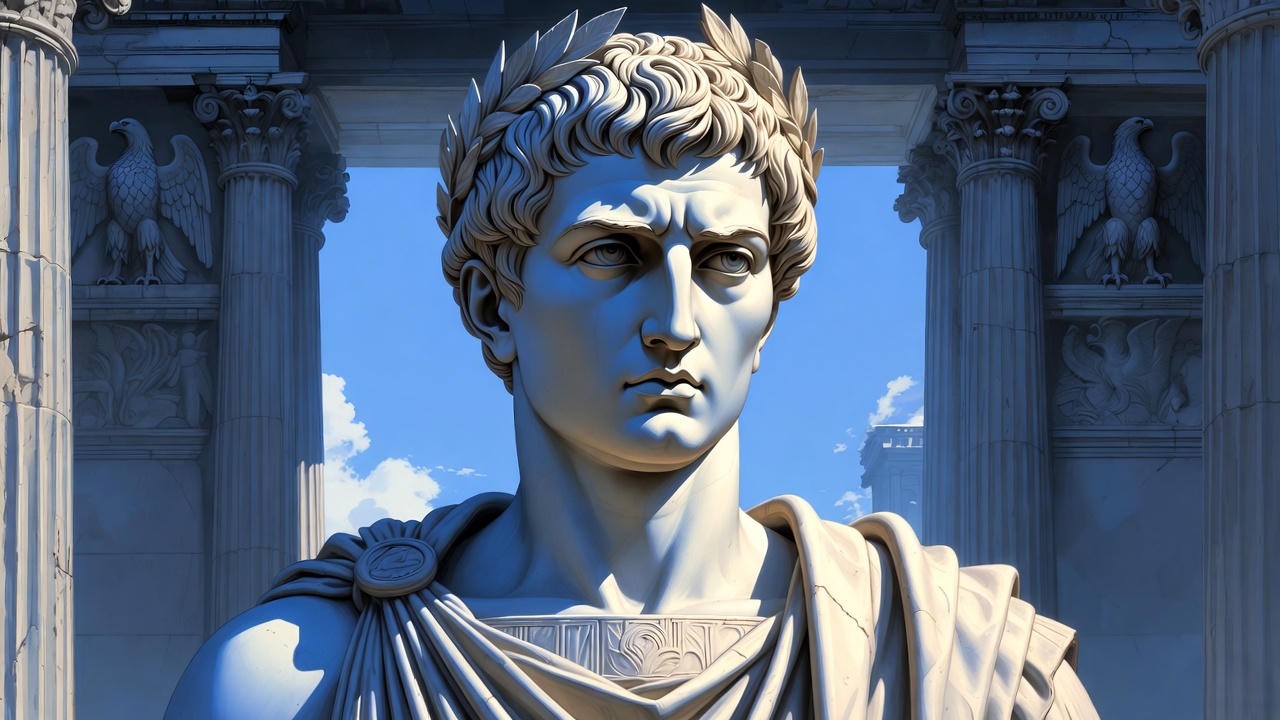 Octavius Caesar portrait, representing Roman restraint in Shakespeare's Antony and Cleopatra.