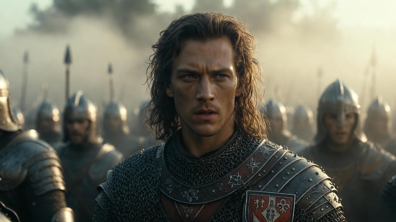 Henry V delivering the iconic "band of brothers" St. Crispin's Day speech to outnumbered English troops