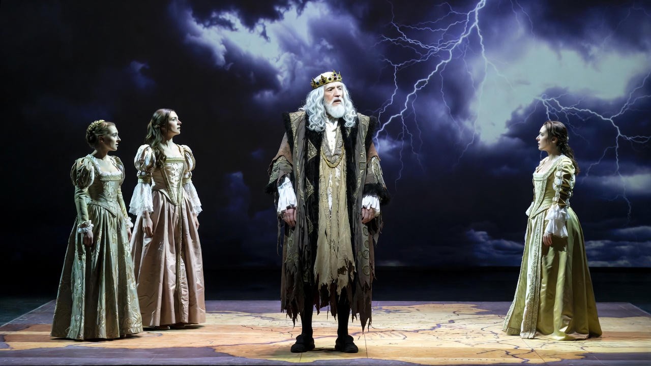 Theatrical scene from Shakespeare's King Lear division of kingdom, echoing frustration of purpose in Krell v Henry contract law case.