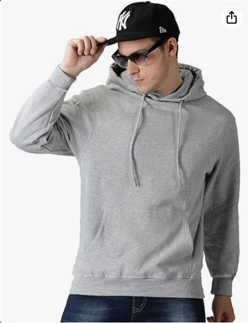 100% Cotton Hoodie For Men, Warm Fleece Pullover Hoodies Regular Fit Heavyweight Hooded Sweatshirts
