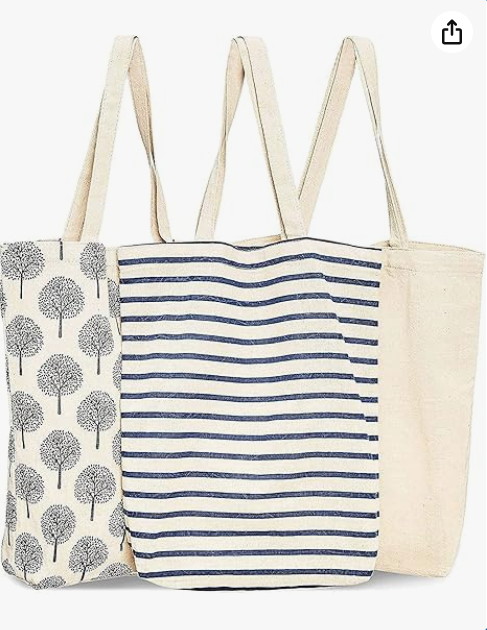 Reusable Tote Bags, Cotton Canvas Cloth for Grocery
