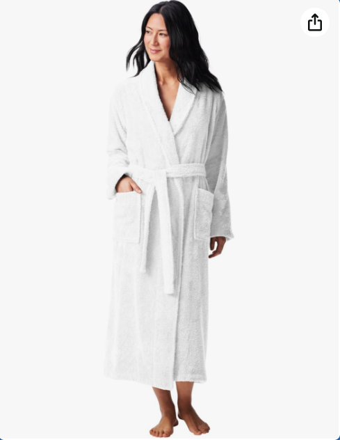 Coyuchi Unisex Cloud Loom Robe - 100% Organic Cotton Bathrobe - Relaxed Silhouette with Long Sleeves and Banded Collar
