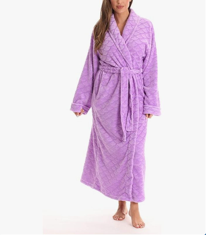 Just Love Velour Kimono Robe Hooded Bath Robes for Women Maxi Length
