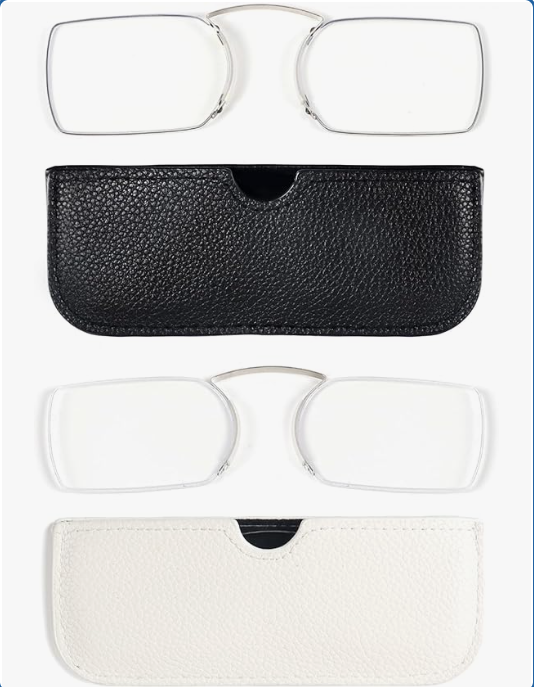 REAVEE 2 Pack Armless Reading Glasses for Men Women, Blue Light Blocking Readers Ultra Thin with Portable Case
