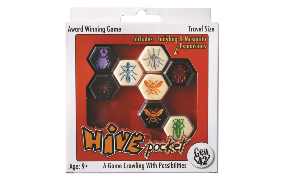 Hive Pocket Game by Smart Zone Games | Portable Abstract Strategy Game for 2 Players | Includes Ladybug and Mosquito Expansions | Compact Travel Edition of...