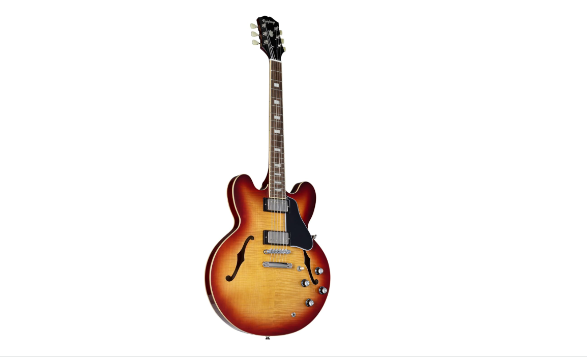 Epiphone ES335 Figured Top Semi Hollowbody, Raspberry Tea Burst
