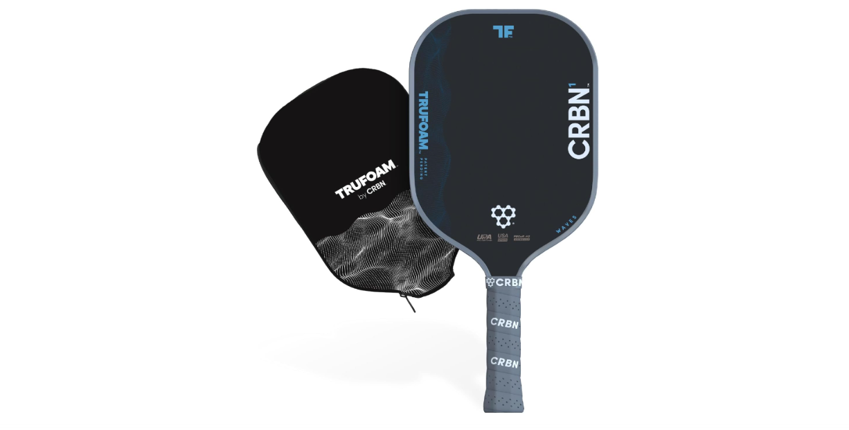 CRBN Pickleball - TruFoam Waves Paddle - Carbon Fiber Pickleball Paddle - 100% Foam Core Designed for Maximum Power, 14mm
