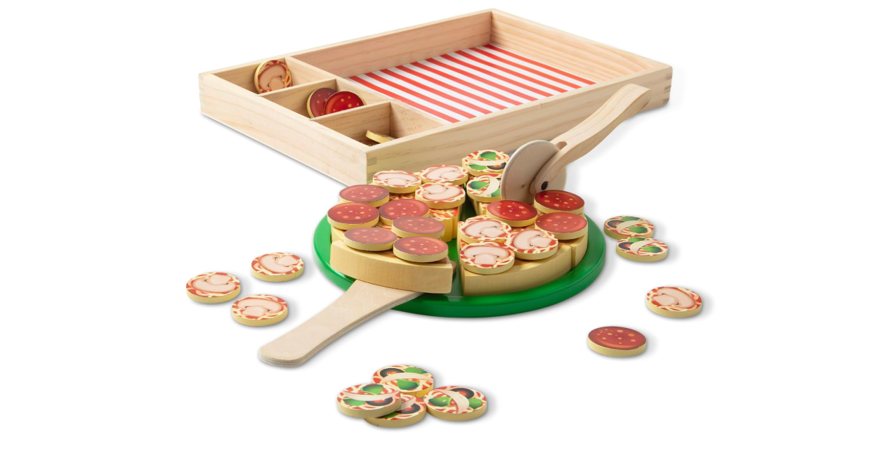 Melissa & Doug Wooden Pizza Party Play Set, 36 Self-Stick Toppings, Pizza Toy Kitchen Set & Play Kitchen Accessories, Preschool Toys for Boys &...
