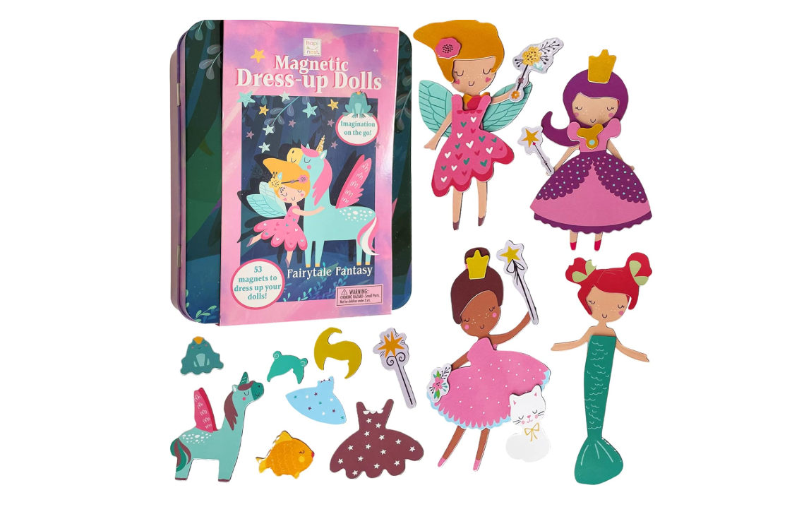 Hapinest Magnetic Dress-Up Dolls for Girls Pretend Play Set, A Fairytale Fantasy Dress Up Toy and Game for Ages 4, 5, 6, and 7 Years Old
