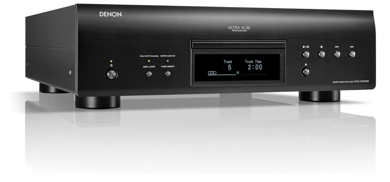 Denon DCD-3000NE CD/DVD-R/RW/SACD Player, High-Performance 384kHz/32-bit DAC, 7th Gen Ultra AL32 Processing, Supports DSD, MP3, WMA, AAC, WAV, FLAC, ALAC...
