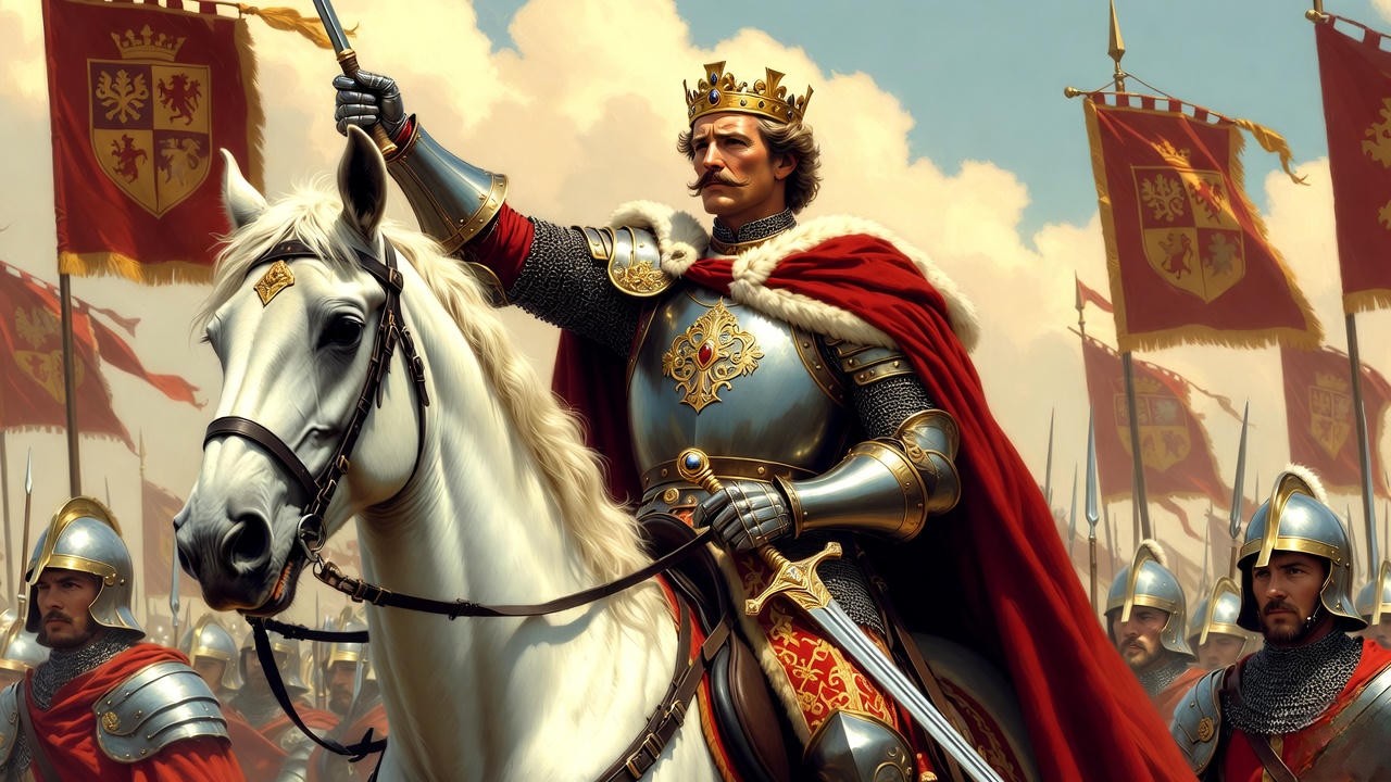 Laurence Olivier as Henry V in the 1944 film adaptation of Shakespeare's play