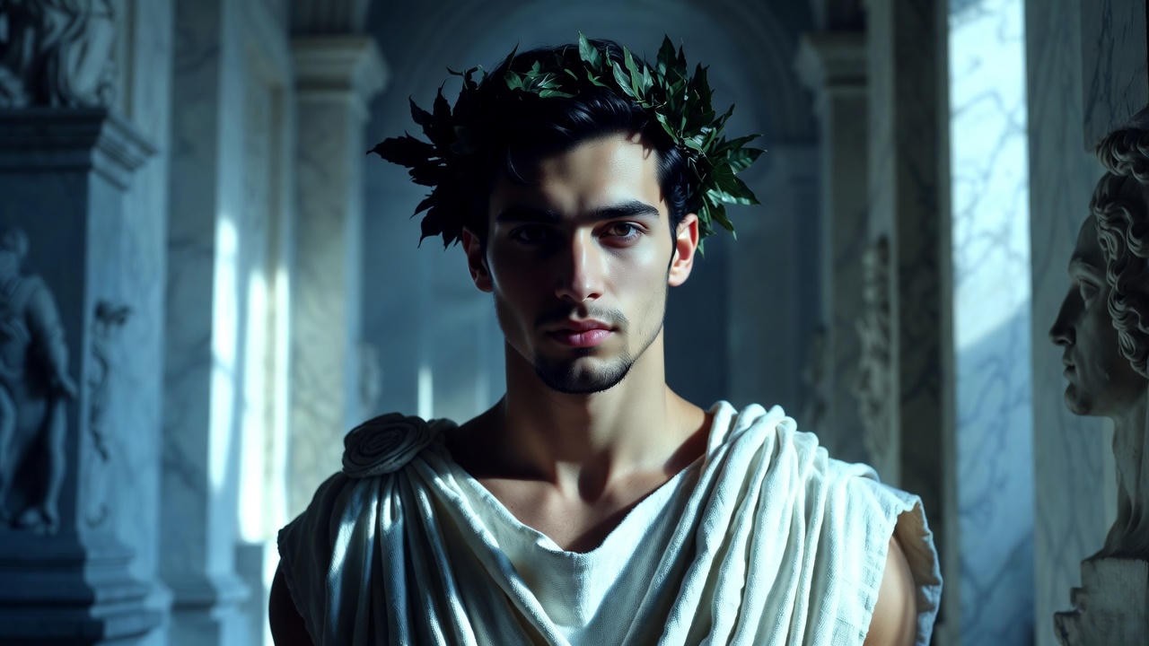 Octavius Caesar portrait representing cold ambition in Shakespeare's Antony and Cleopatra.