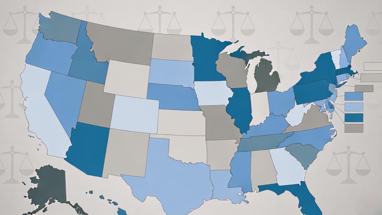 U.S. map comparing state variations in Romeo and Juliet close-in-age exception laws