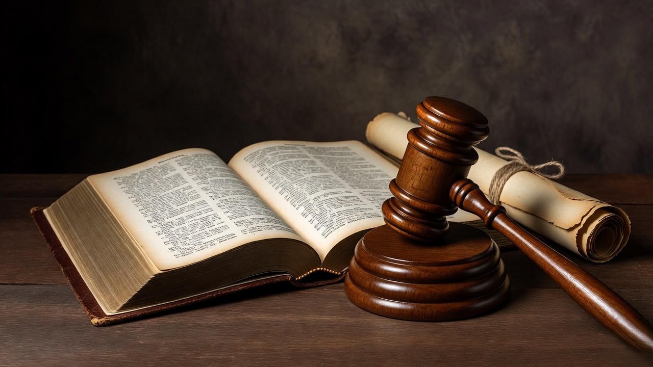 Open Shakespeare book with Romeo and Juliet beside legal gavel symbolizing origin of Romeo and Juliet laws