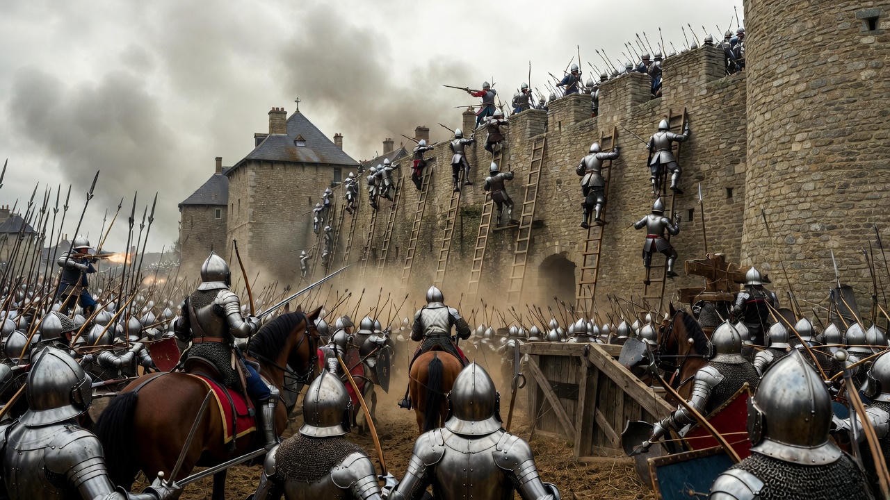 English forces besieging Harfleur in Shakespeare's Henry V play