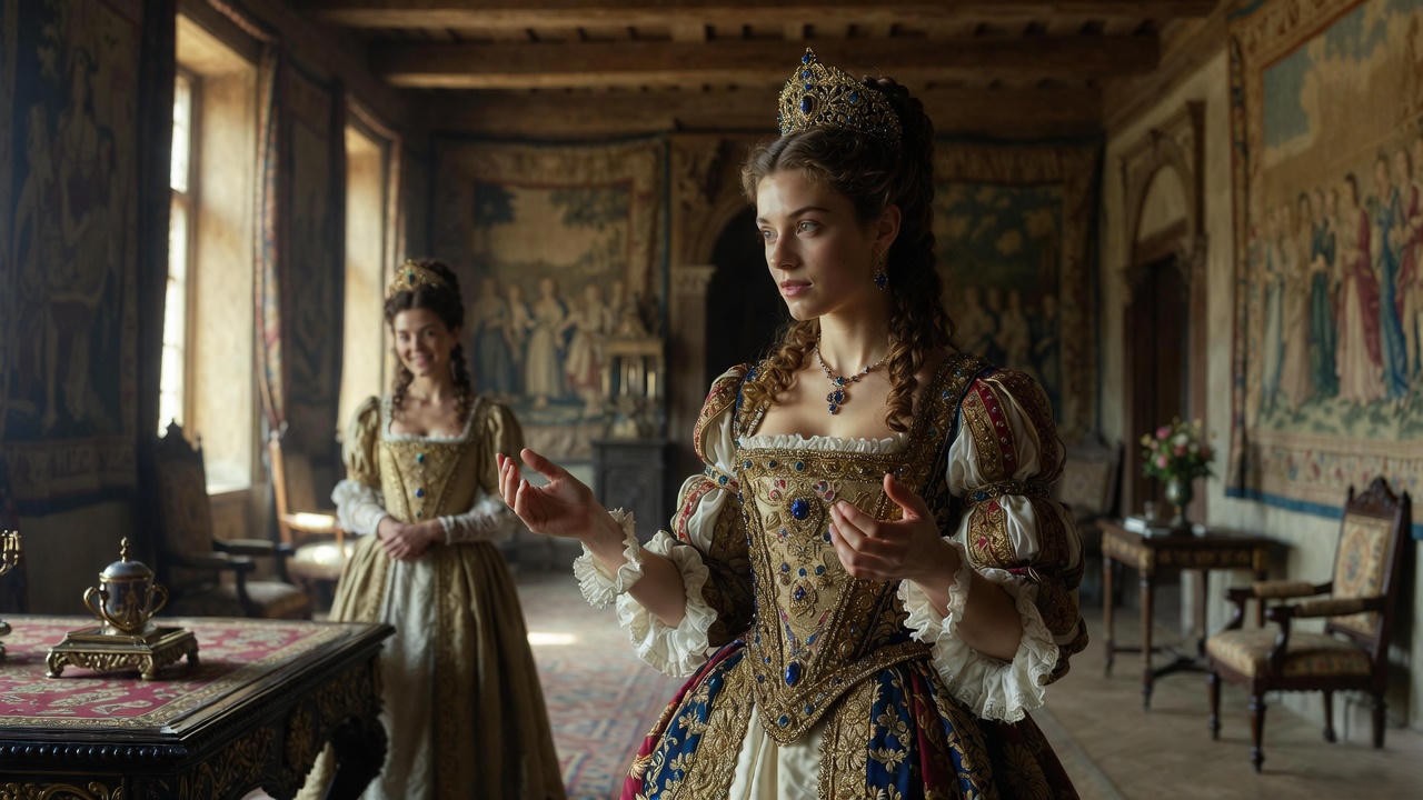 Princess Katherine and Alice in the English lesson scene from Henry V