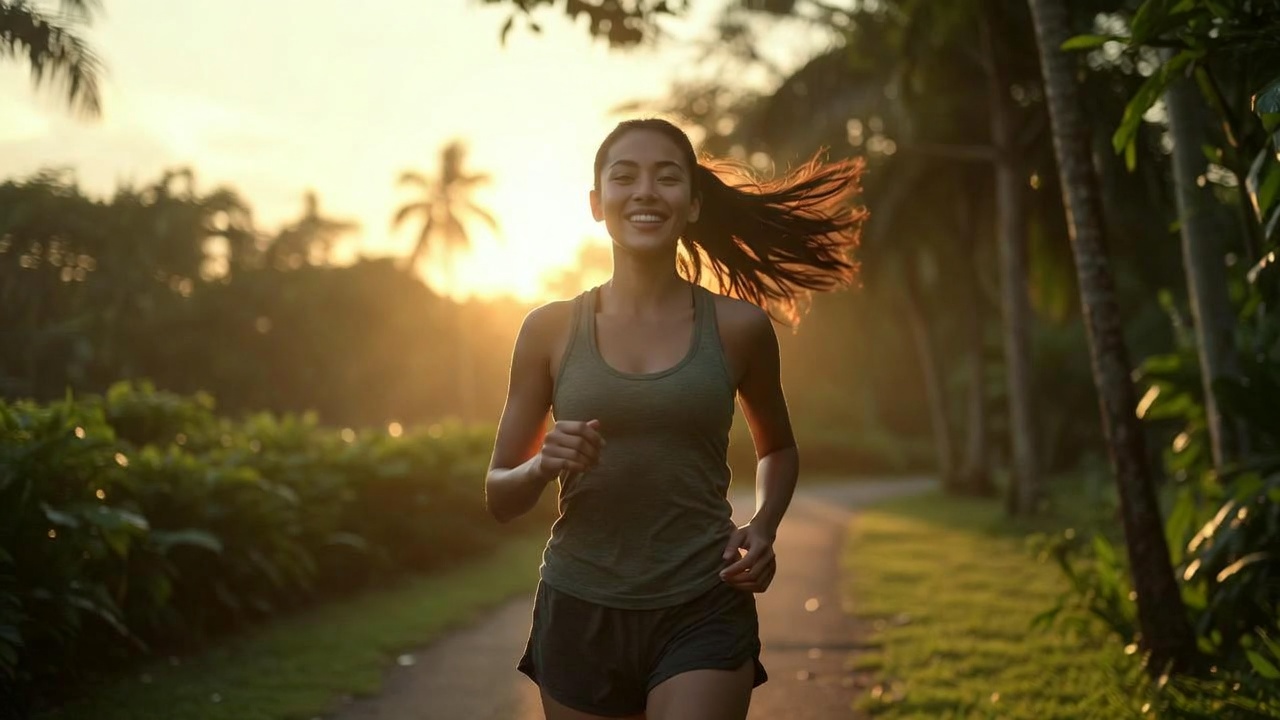 Woman enjoying brisk walking outdoors as flexible 45-minute exercise in 75 Soft