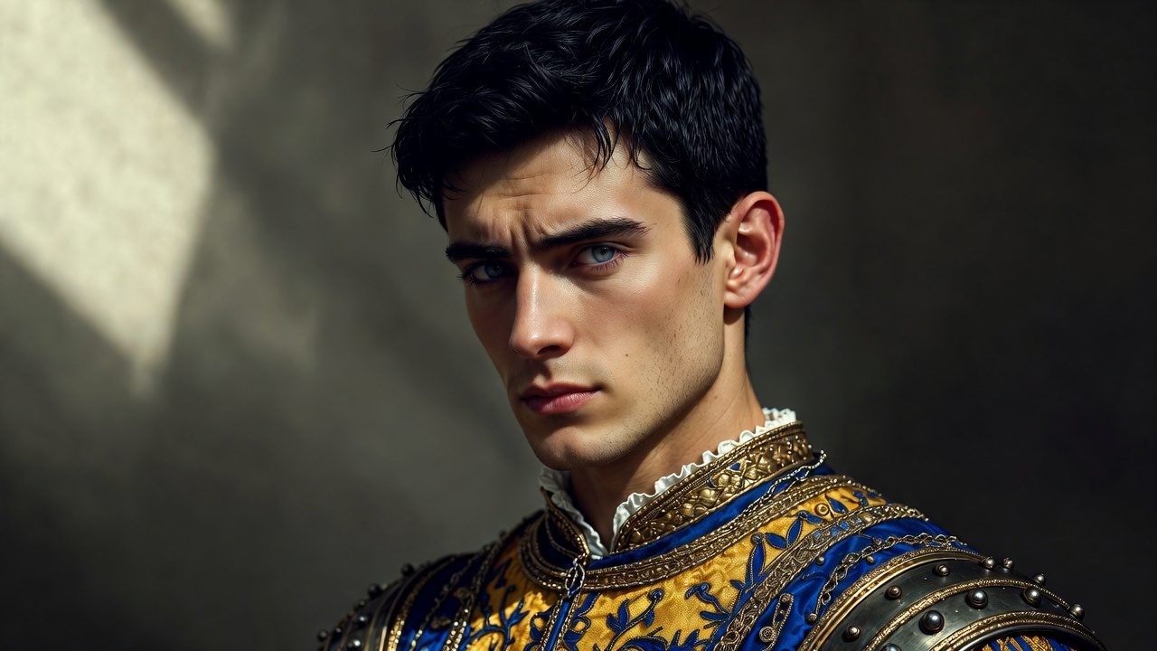 Historical portrait of the real King Henry V of England as a young warrior king