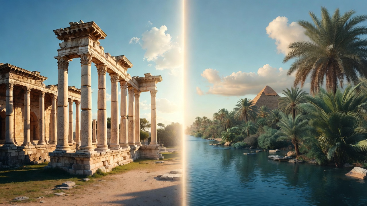 Symbolic contrast of Rome and Egypt representing Mark Antony's conflict in Shakespeare's tragedy