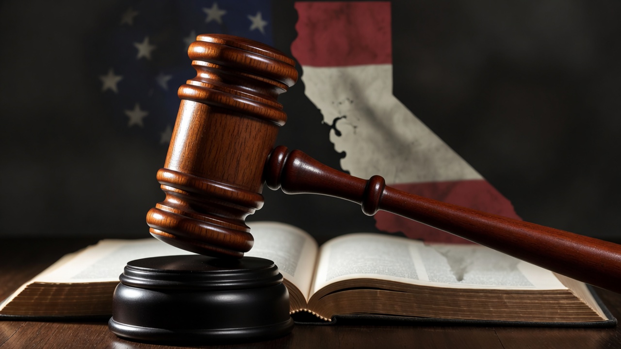 Gavel and law book over California map symbolizing strict age of consent laws
