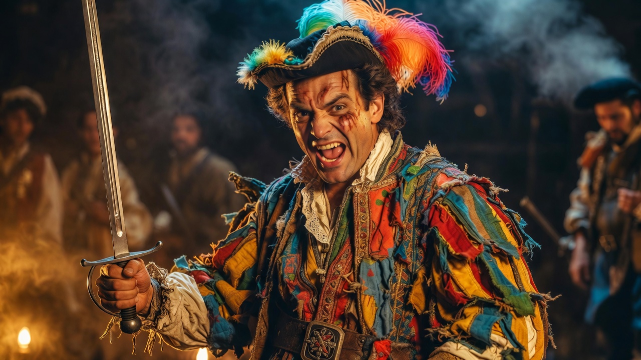 Fluellen Welsh captain character from Shakespeare's Henry V holding leek