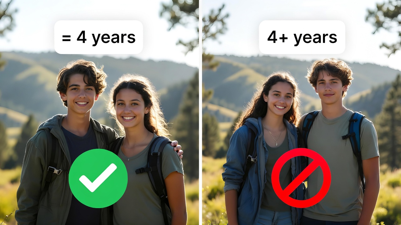 Visual comparison of Colorado Romeo and Juliet law close-in-age exemptions for under 15 and 15-16 year olds