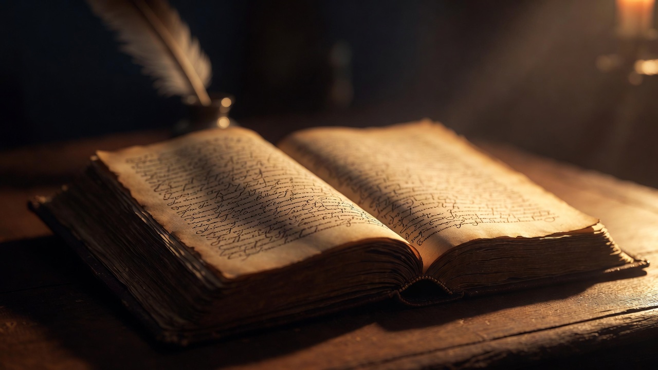 Open antique book displaying Shakespeare’s Sonnet 130 in candlelight, evoking 1609 quarto edition atmosphere