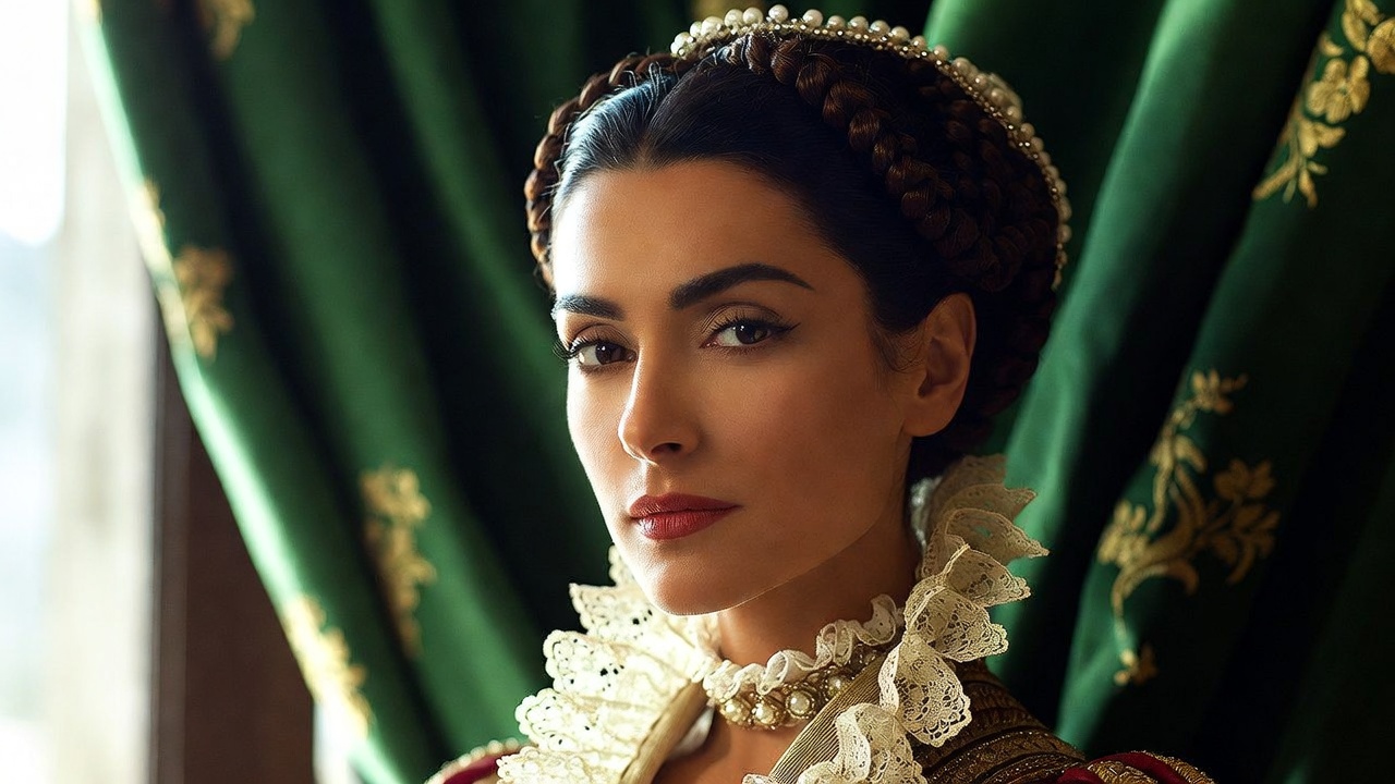 Elizabethan woman with dark features representing the realistic Dark Lady in Shakespeare’s Sonnet 130