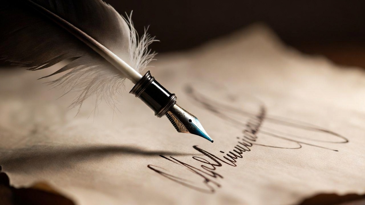 Antique quill and ink on parchment symbolizing close reading and analysis of Shakespeare’s Sonnet 130