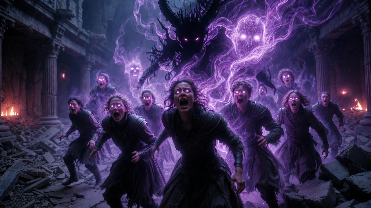 Bells Hells facing psychic horror and inner demons in Nox Engine Critical Role dramatic fantasy scene