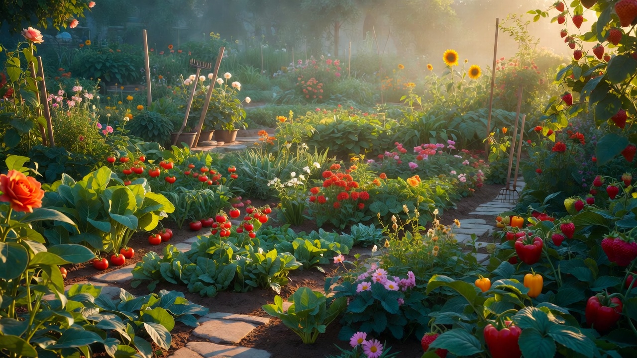 Renaissance garden metaphor for body as fertile soil with vibrant plants and fruits symbolizing nutrient-rich health