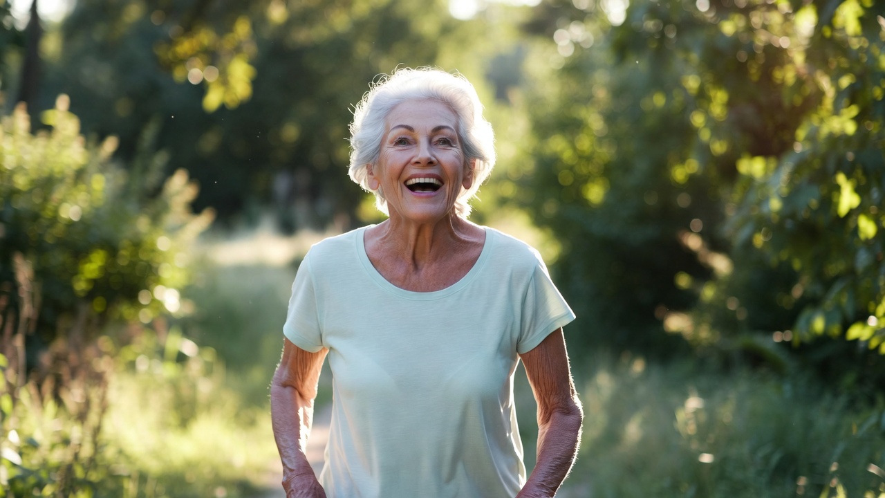 Vibrant healthy senior enjoying active longevity and vitality defying aging through nutrition