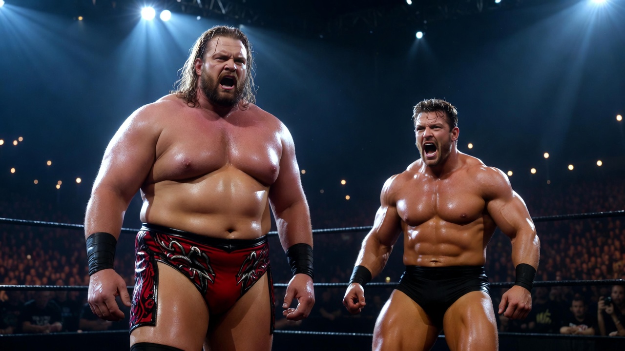 Big Daddy V and Mark Henry standing together as WWE's monstrous tag team in the ring