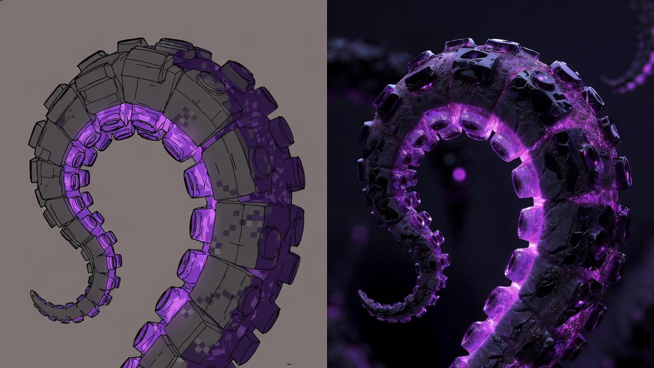 Wither Storm shading comparison pixel style vs realistic rendering Minecraft art