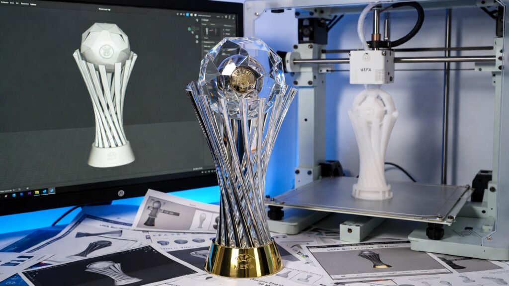 uefa best player trophy 3d model
