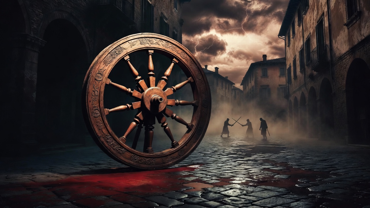 Wheel of fortune turning downward – symbolic representation of the tragic turning point in Act 3 of Romeo and Juliet