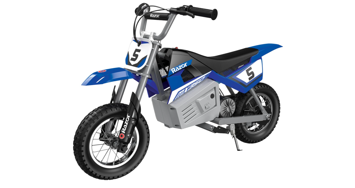 Razor MX350 Dirt Rocket Electric Bike for Kids Ages 8+, 140 lb Max Weight, Blue – 24V Battery, Up to 14 Mph, 30-Min Ride Time on High Speed, Twist-Grip...
