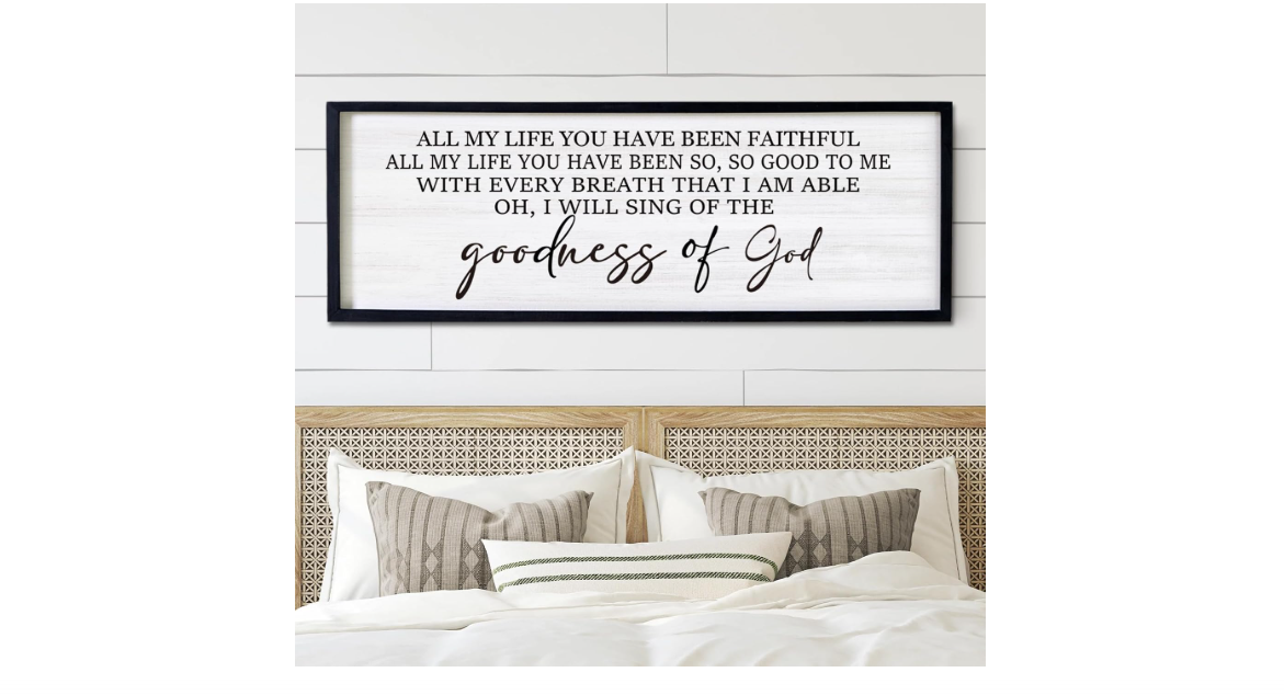 Goodness of God Framed Wall Art, 40''×15'' Positive Religious Black Bible Verse for Christian God Jesus Christ Prayer, Vintage Rustic Long...
