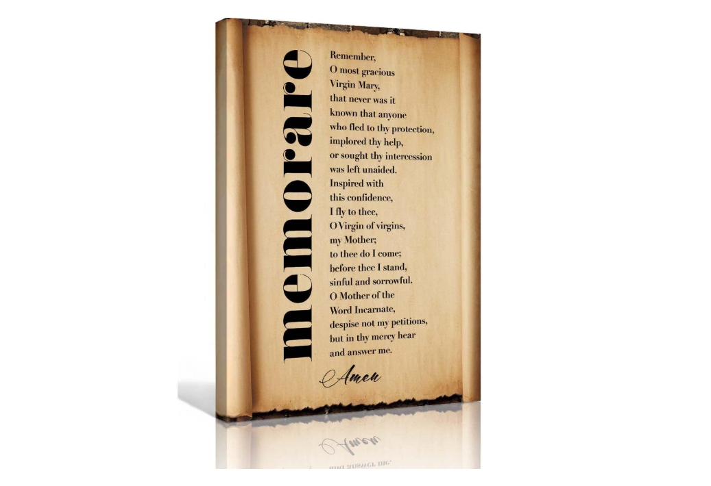 Memorare Bible Verse Wall Art Catholic Prayer Poster Vintage Scripture Wall Decor Pictures for Bathroom Wall Artwork Painting Prints on Canvas Decorations...
