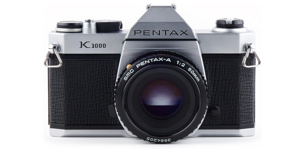 Pentax K1000 Manual Focus SLR Film Camera with Pentax 50mm Lens (Renewed)
