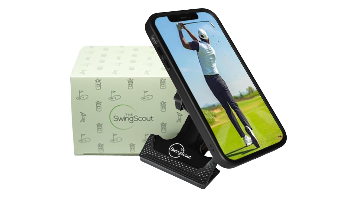 SwingScout | Golf Bag Phone Holder | Easy to Use Clip | No Extra Gear Needed | Quick Setup | Fits Any Cellphone | Perfect Golf Gift (MagSafe)
