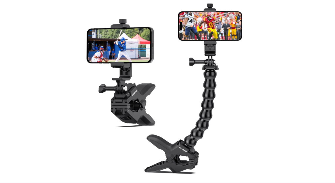 Sametop Gooseneck Phone Holder Clamp Clip Mount Cell Phone Stand for Desk Pole Table Compatible with iPhone 16 15 14 Pro Max Plus 13 12 11 SE XS XR X 8 7 6...
