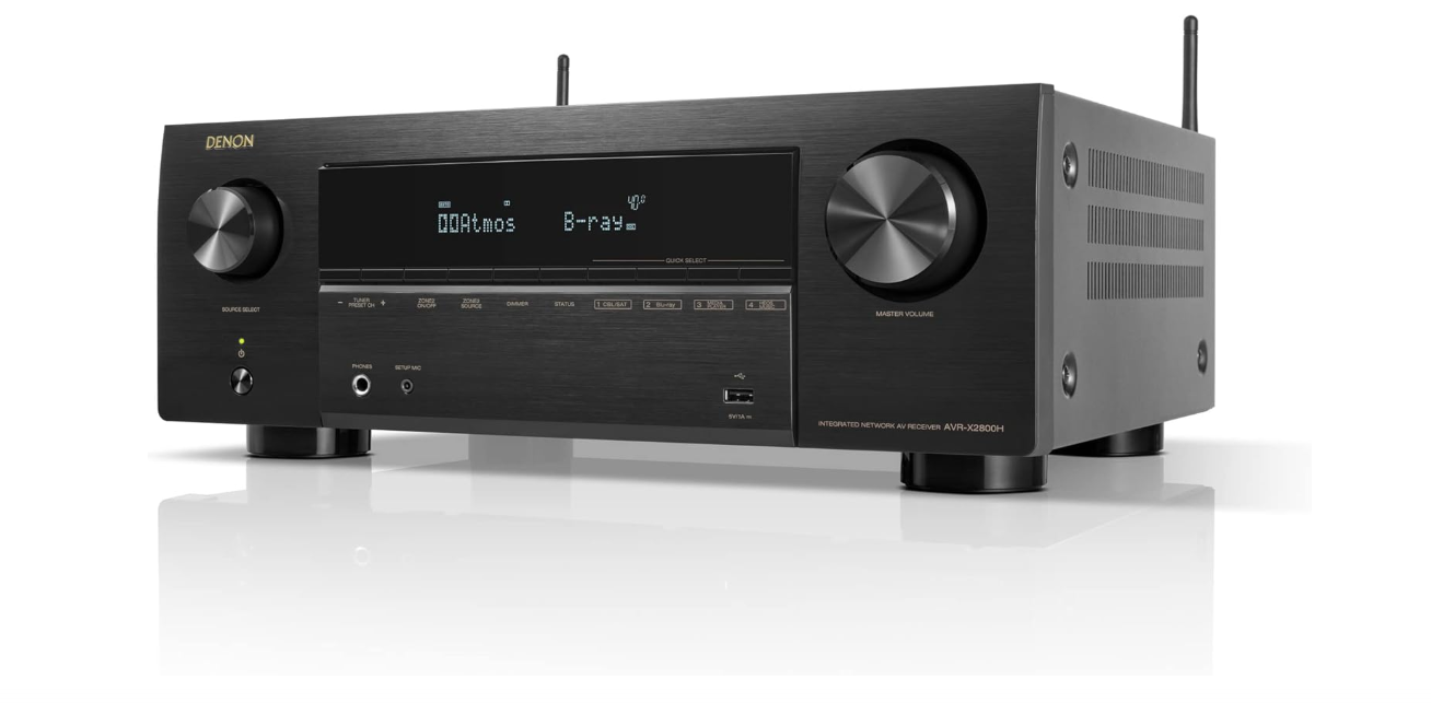 Denon AVR-X2800H 7.2 Ch Stereo Receiver - 8K UHD Home Theater AVR (95W X 7), Wireless Streaming via Built-in HEOS, Wi-Fi, Dolby Atmos, DTS Neural:X &...