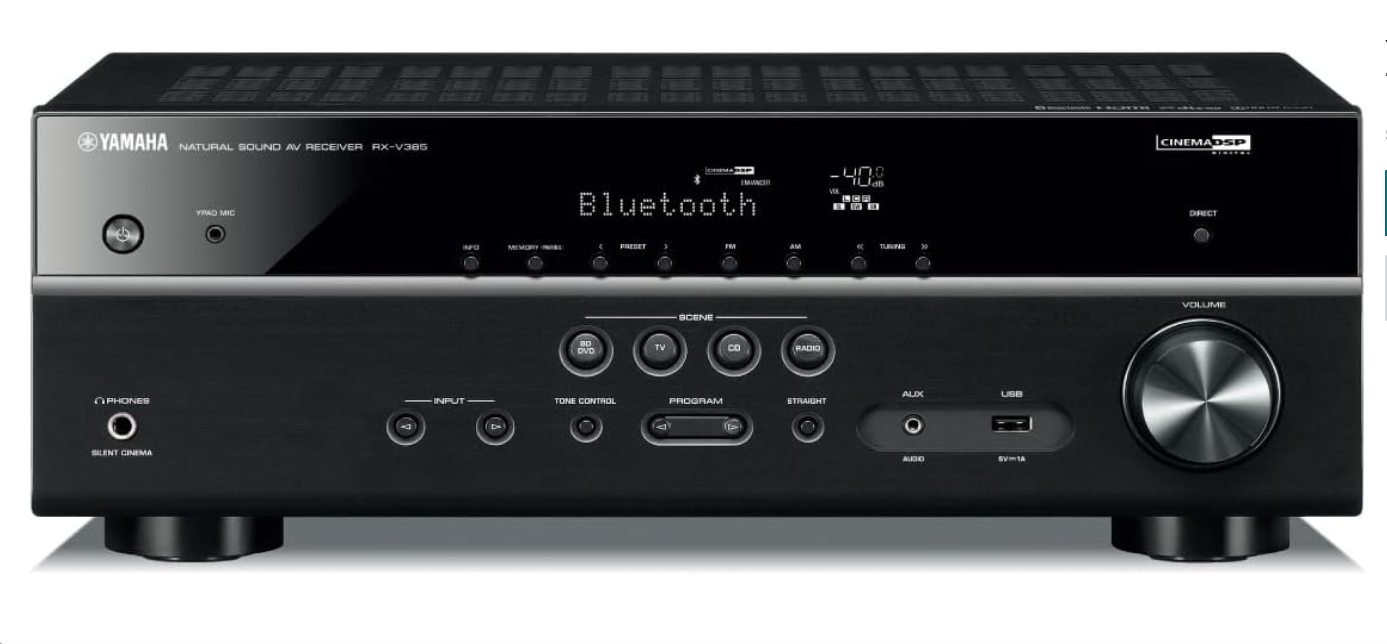 YAMAHA RX-V385 5.1-Channel 4K Ultra HD AV Receiver with Bluetooth