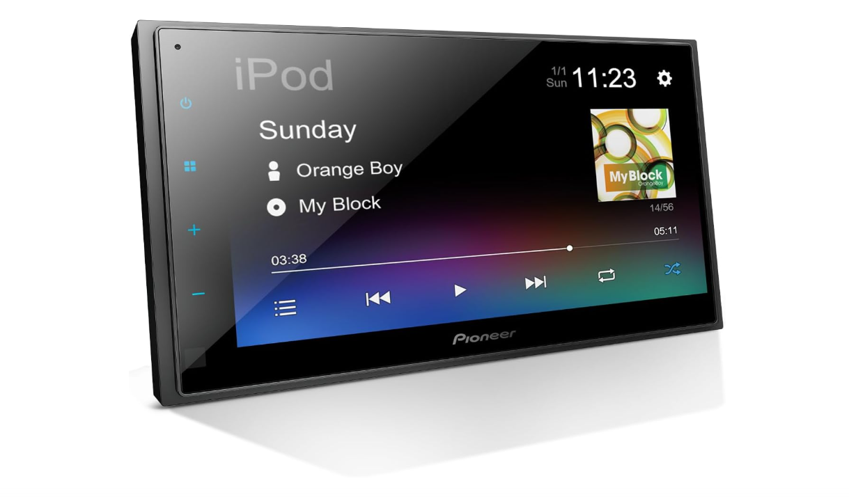 Pioneer DMH-130BT 6.8" Resistive Touchscreen, Double Din – Bluetooth, Backup Camera, USB, FLAC, AM/FM Radio, Short Chassis, 50W x 4 Output, Steering...