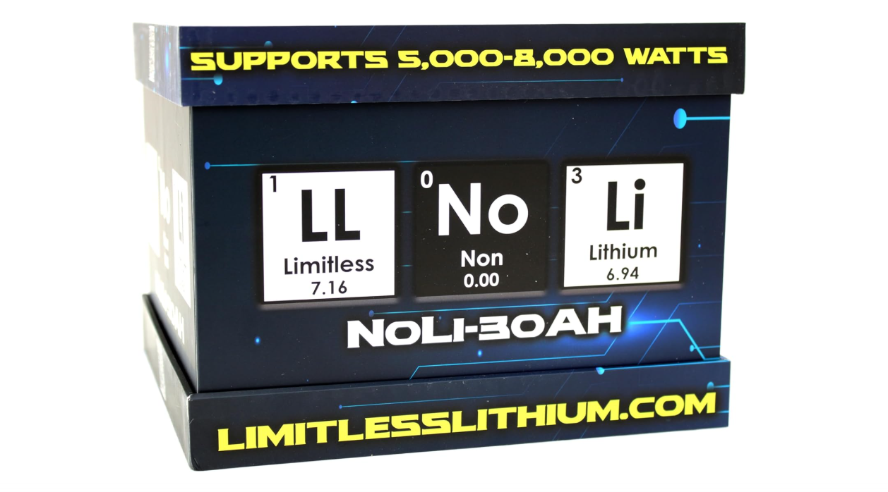 Limitless Lithium NoLi Sodium 30AH Battery for Car Audio Systems Up to 8,000W 10v-16v
